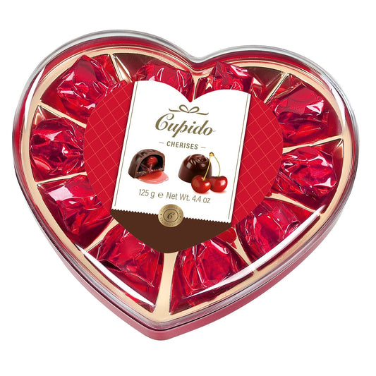 Cupido Cherises in hard plastic heart shaped gift box 125g