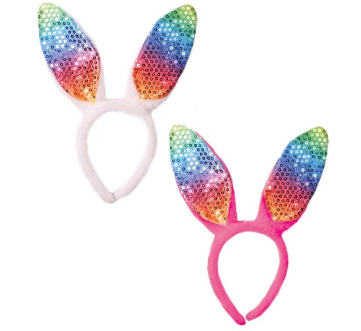 EASTER RAINBOW SEQUIN BUNNY EARS HEADBAND