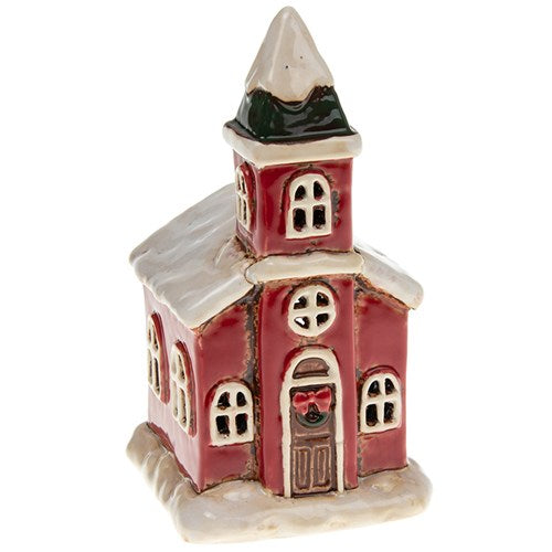 Village Pottery Xmas Church Tealight Small