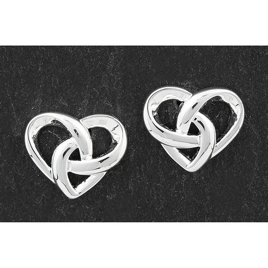 Celtic Knotted Heart Silver Plated Stud Earrings