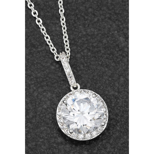 Suspended Solitaire Silver Plated Necklace