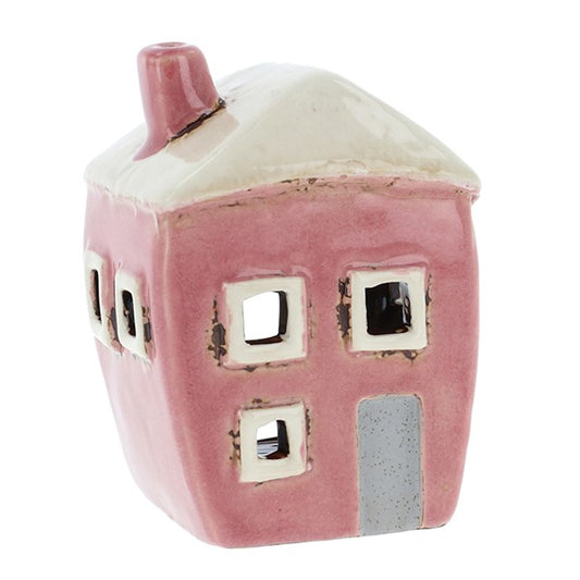 Village Pottery Square House Pink Mini Tealight