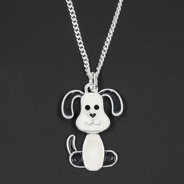 Girls Cute Moveable Dog Silver Plated Necklace