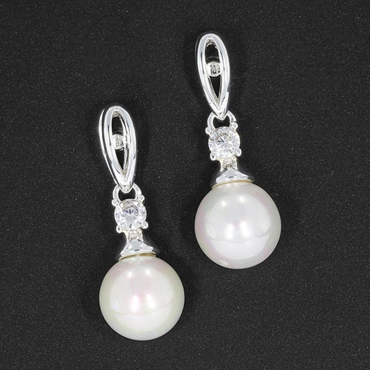 Fresh Water Pearl Elegant Tear Drop Silver Plated Earrings