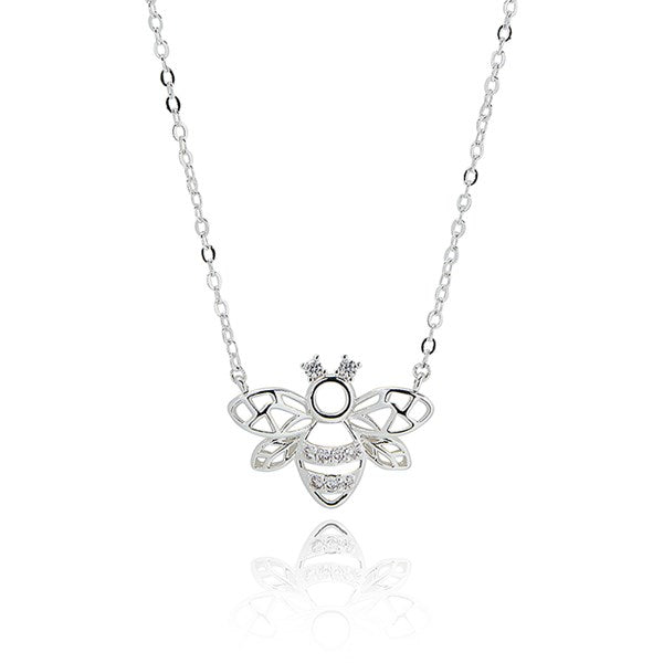 Honey Bee Outline Silver Plated Necklace