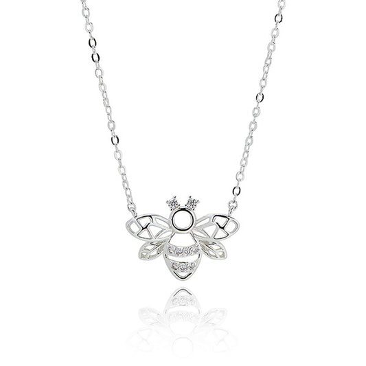 Honey Bee Outline Silver Plated Necklace