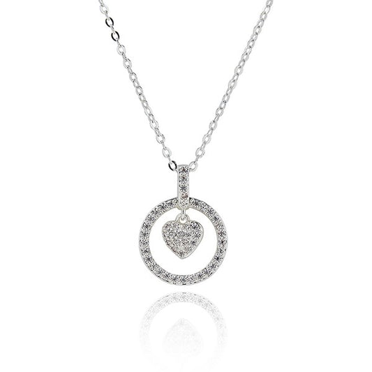 Te Amo Encircled Heart Silver Plated Necklace