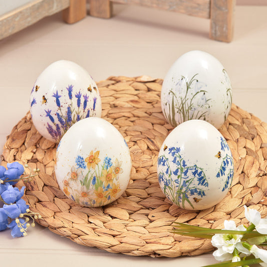 Spring Floral Decorative Egg 4 Asstd Ceramic