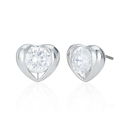 Silver Heart Stud Earrings