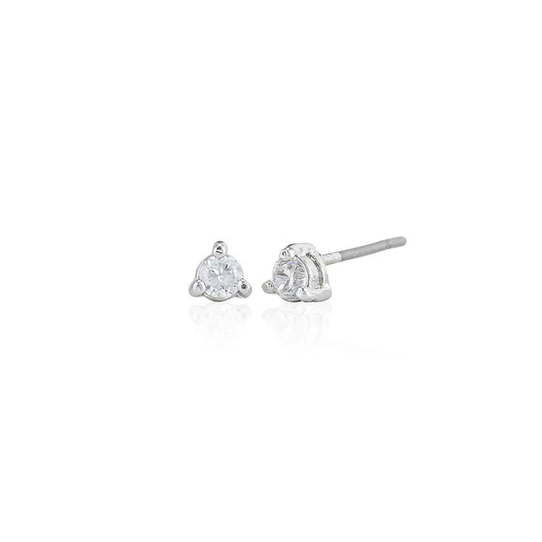 3mm Three Claw Single Stone Stud Earrings