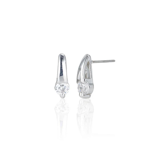 Silver Single Stone Stud Earrings