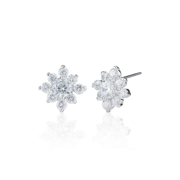 Single Stone Stud Earrings With Surrounded Stones