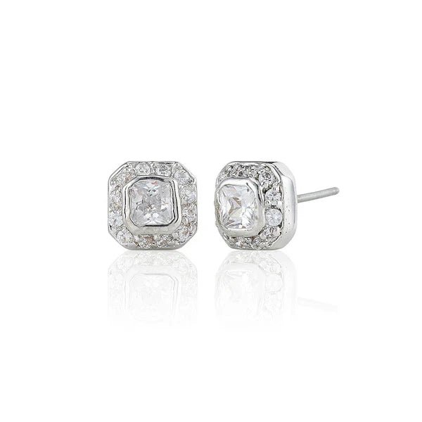 4mm Rubover Princess Stud Earrings With Surround