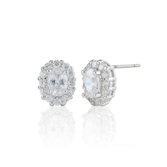 Oval Millgrain Stud Earrings