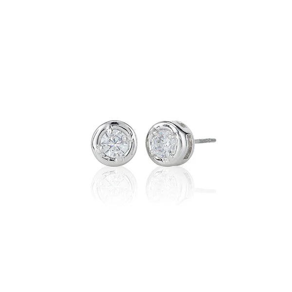 4mm Bezel And Claw Set Single Stone Stud Earrings