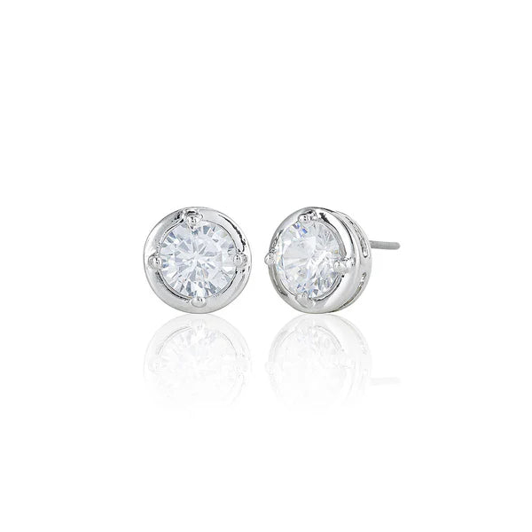 6mm Bezel And Claw Set Single Stone Stud Earrings