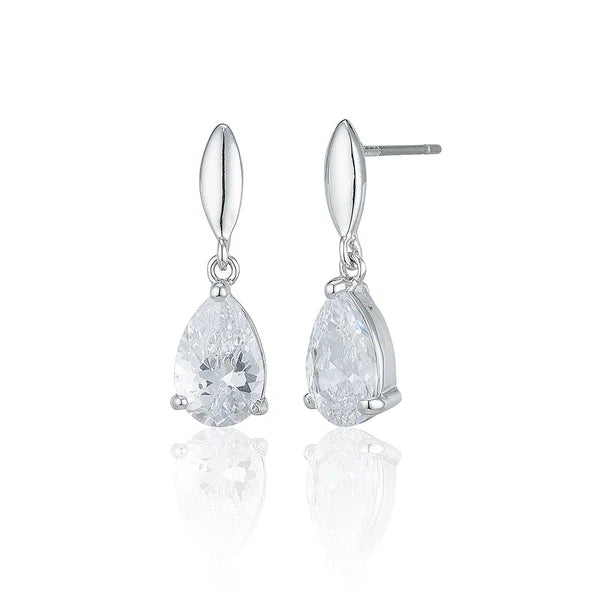 Single Stone Pear Drop Earrings