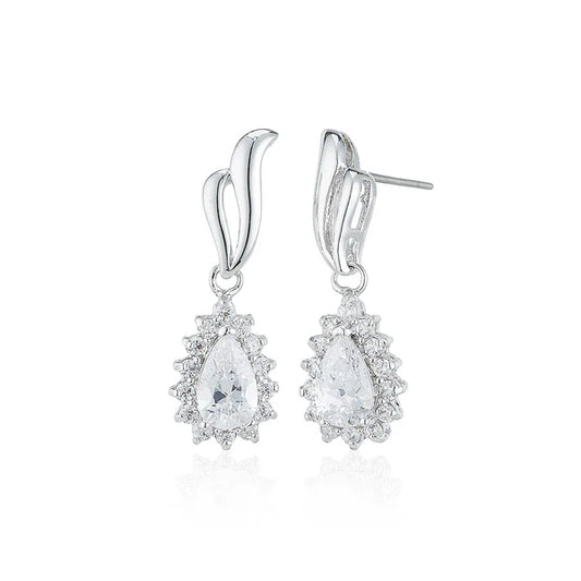 Pear Drop Earrings With Surround