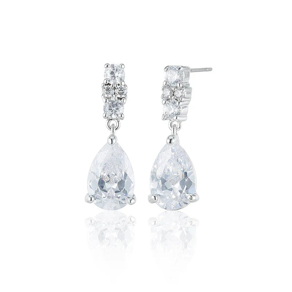 Pear Drop 4 Stone Stud Earrings