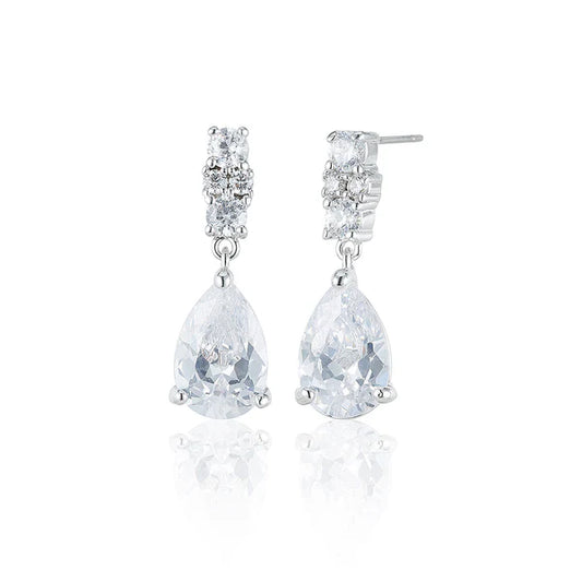 Pear Drop 4 Stone Stud Earrings