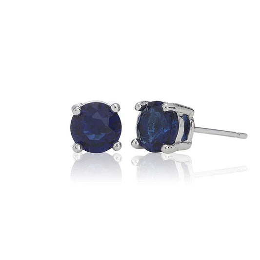 6mm Blue Solitaire Stud Earrings 6mm Blue Solitaire Stud Earrings