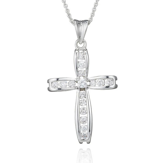 Channel Set Cross Pendant