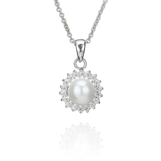 Pearl Pendant With Stone Set Surround