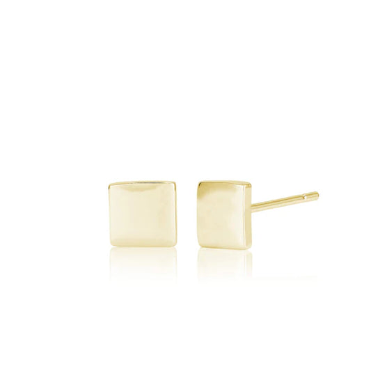 Square Stud Earrings In Yellow Gold