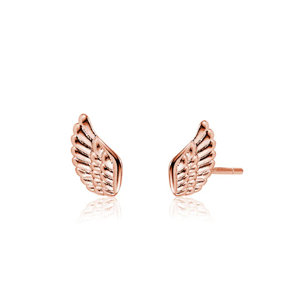 Wing Stud Earrings In Rose Gold