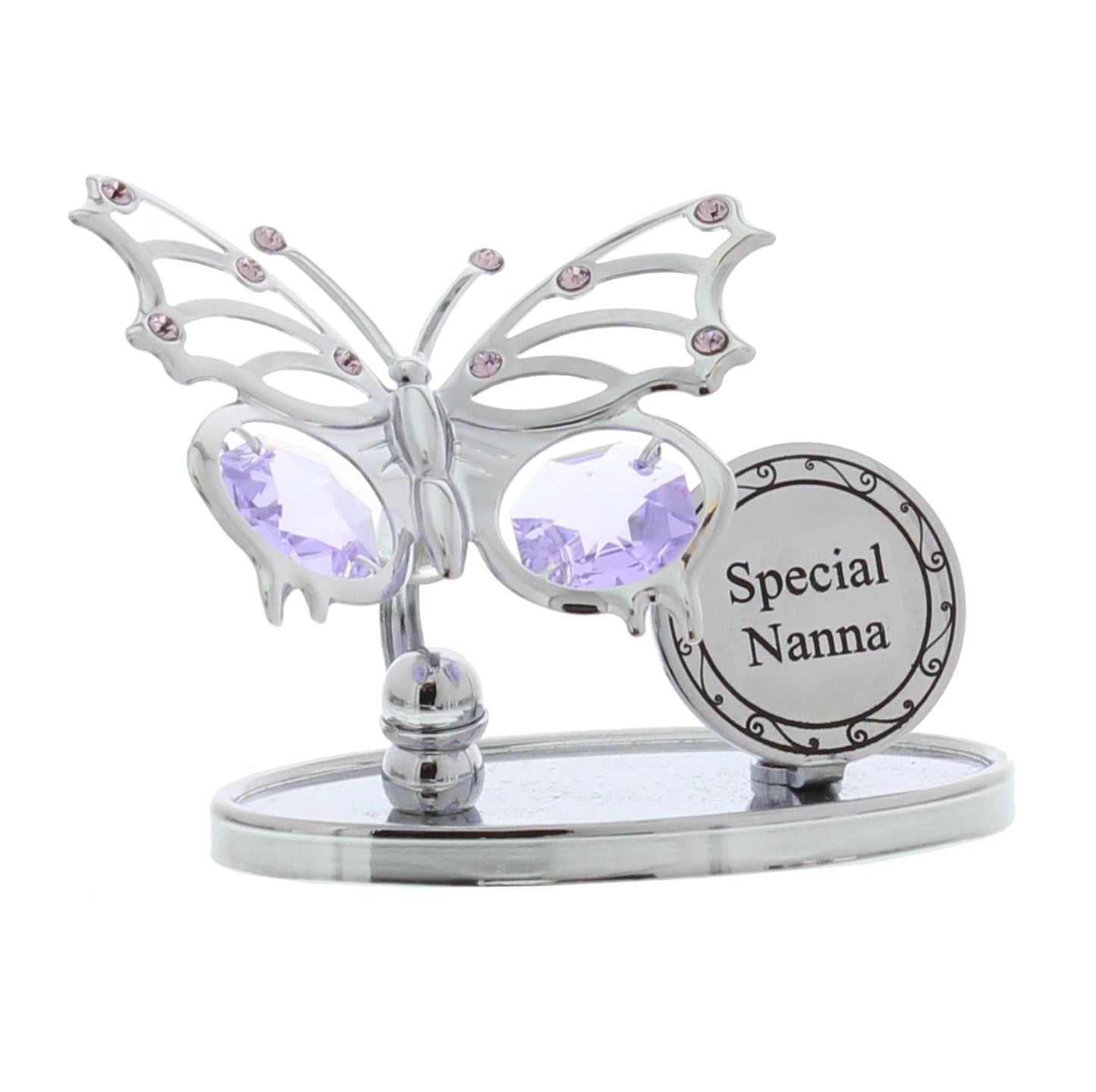 CRYSTOCRAFT CHROME PLATED BUTTERFLY PLAQUE -SPECIAL NANNA