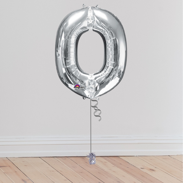 <b> ONLINE EXCLUSIVE </b> <br>Giant Silver Letter Balloon <br>(Inflated with Helium & Weight Included)