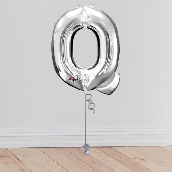 <b> ONLINE EXCLUSIVE </b> <br>Giant Silver Letter Balloon <br>(Inflated with Helium & Weight Included)