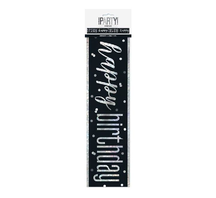 Glitz Black Happy Birthday Banner