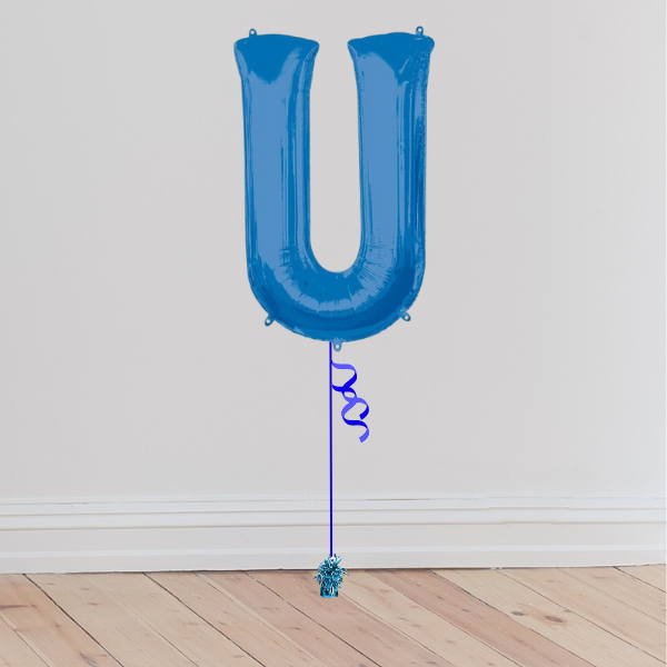 <b> ONLINE EXCLUSIVE </b> <br>Giant Blue Letter Balloon <br>(Inflated with Helium & Weight Included)