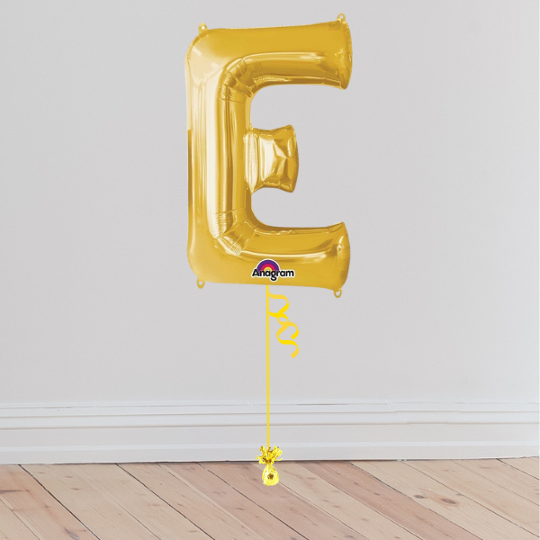 <b> ONLINE EXCLUSIVE </b> <br>Giant Gold Letter Balloon <br>(Inflated with Helium & Weight Included)