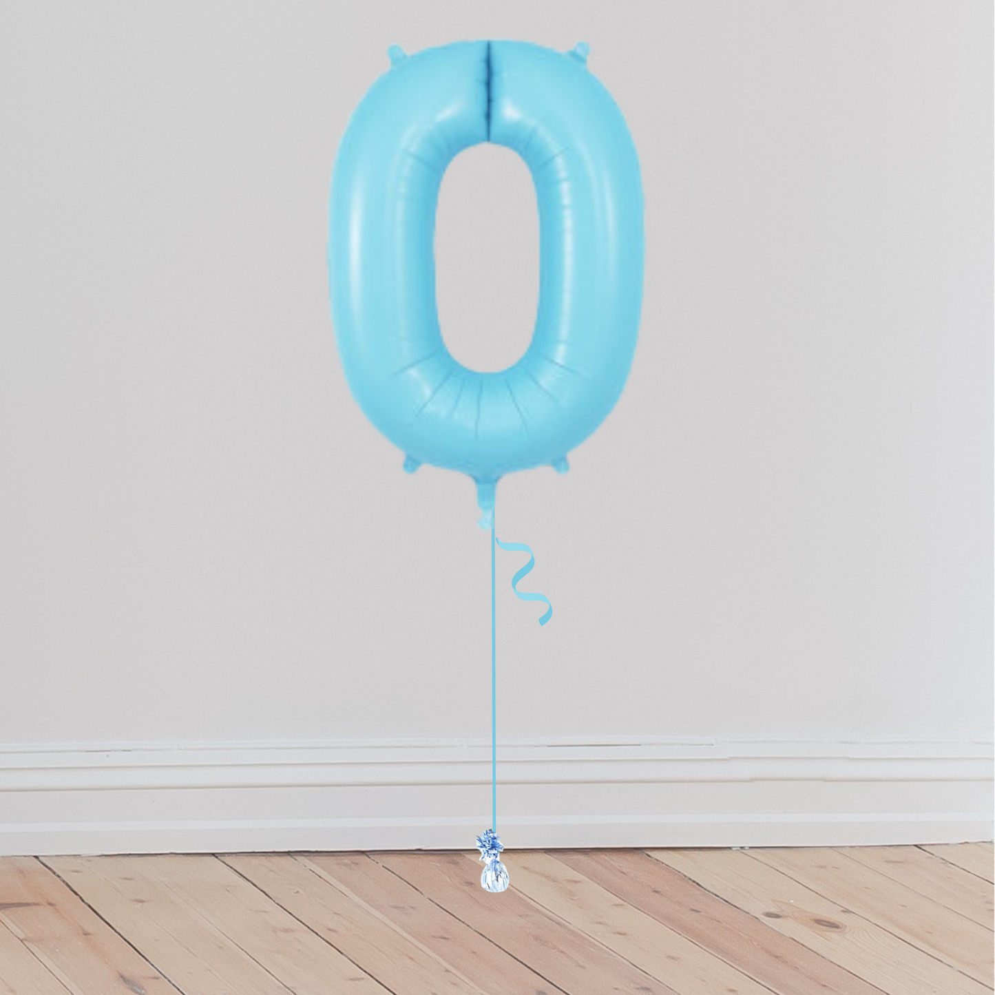 <b> ONLINE EXCLUSIVE </b> <br>Giant Pastel Blue Number Balloon <br>(Inflated with Helium & Weight Included)