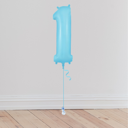 <b> ONLINE EXCLUSIVE </b> <br>Giant Pastel Blue Number Balloon <br>(Inflated with Helium & Weight Included)