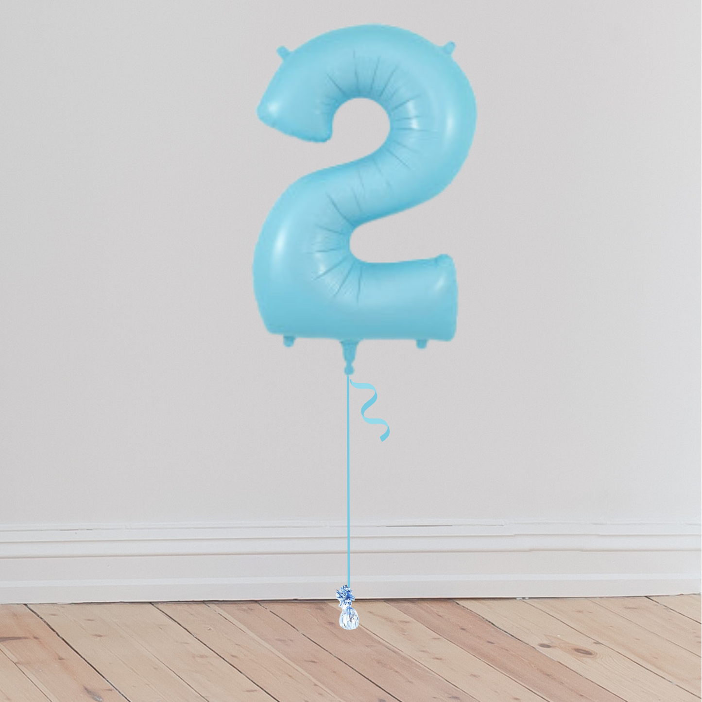 <b> ONLINE EXCLUSIVE </b> <br>Giant Pastel Blue Number Balloon <br>(Inflated with Helium & Weight Included)