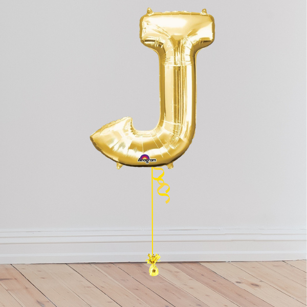 <b> ONLINE EXCLUSIVE </b> <br>Giant Gold Letter Balloon <br>(Inflated with Helium & Weight Included)