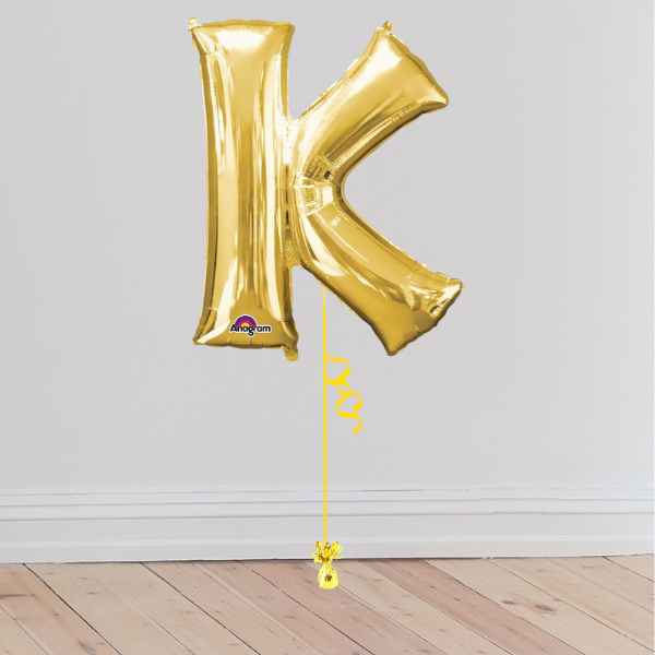 <b> ONLINE EXCLUSIVE </b> <br>Giant Gold Letter Balloon <br>(Inflated with Helium & Weight Included)