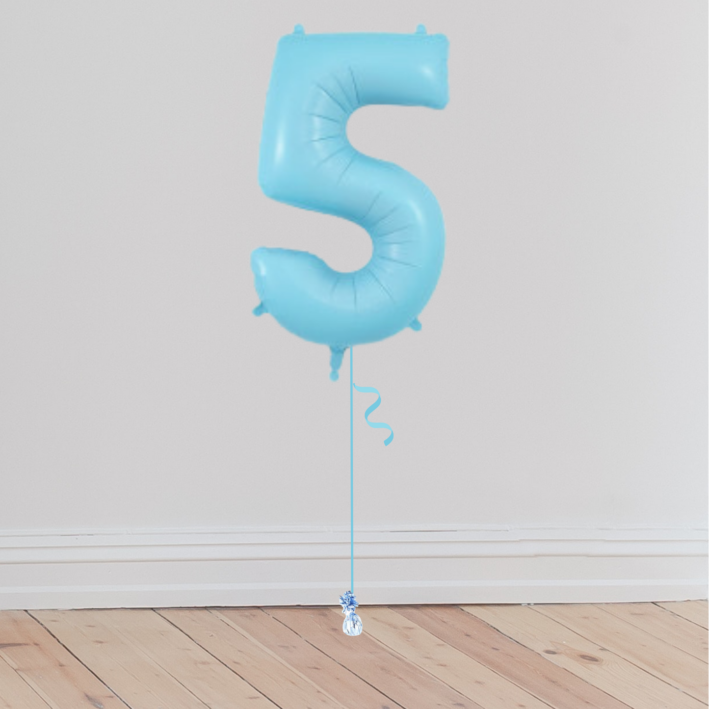 <b> ONLINE EXCLUSIVE </b> <br>Giant Pastel Blue Number Balloon <br>(Inflated with Helium & Weight Included)