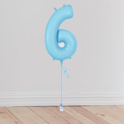 <b> ONLINE EXCLUSIVE </b> <br>Giant Pastel Blue Number Balloon <br>(Inflated with Helium & Weight Included)