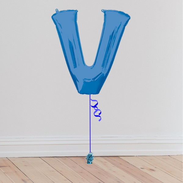 <b> ONLINE EXCLUSIVE </b> <br>Giant Blue Letter Balloon <br>(Inflated with Helium & Weight Included)