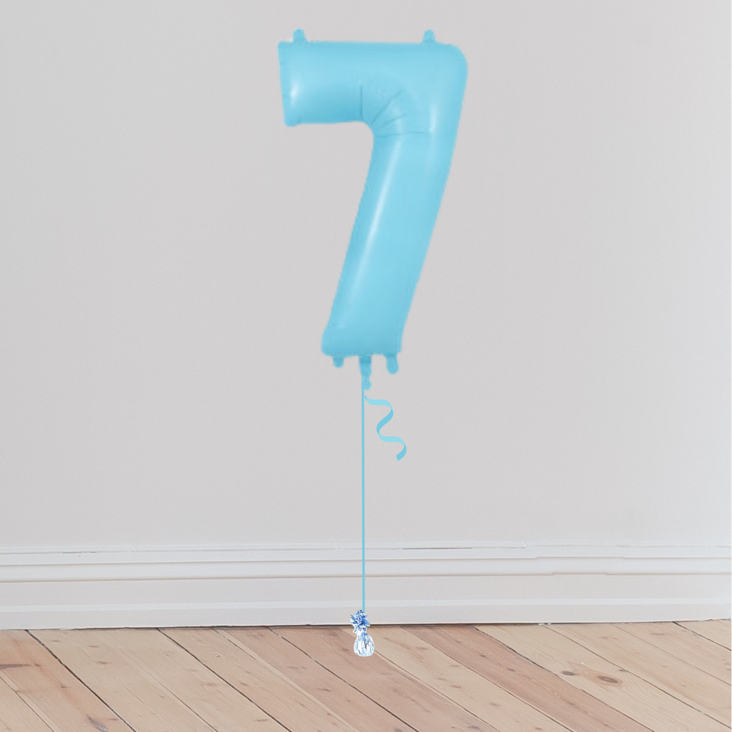 <b> ONLINE EXCLUSIVE </b> <br>Giant Pastel Blue Number Balloon <br>(Inflated with Helium & Weight Included)