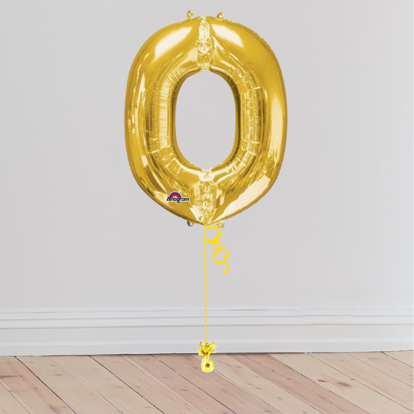 <b> ONLINE EXCLUSIVE </b> <br>Giant Gold Letter Balloon <br>(Inflated with Helium & Weight Included)