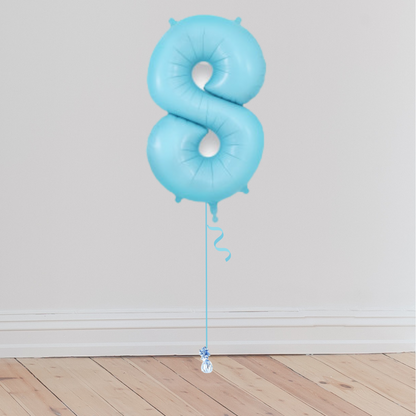 <b> ONLINE EXCLUSIVE </b> <br>Giant Pastel Blue Number Balloon <br>(Inflated with Helium & Weight Included)