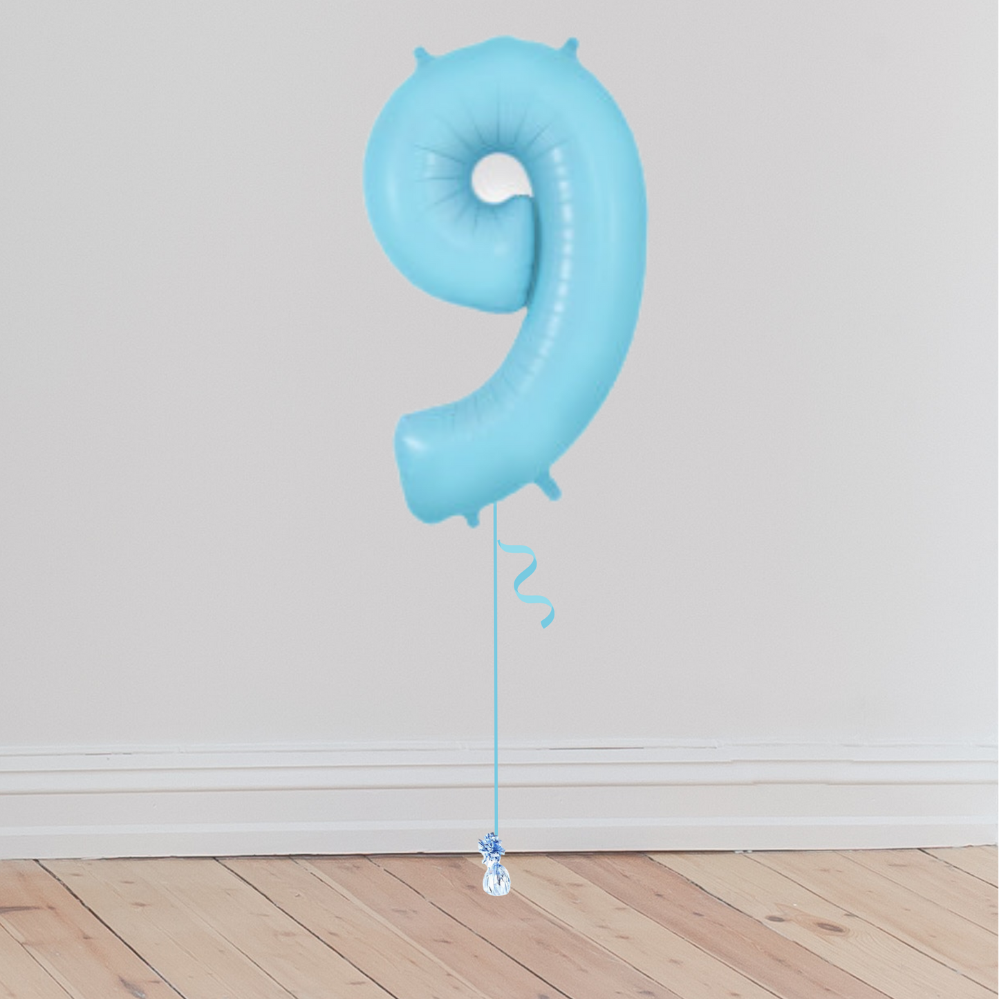 <b> ONLINE EXCLUSIVE </b> <br>Giant Pastel Blue Number Balloon <br>(Inflated with Helium & Weight Included)