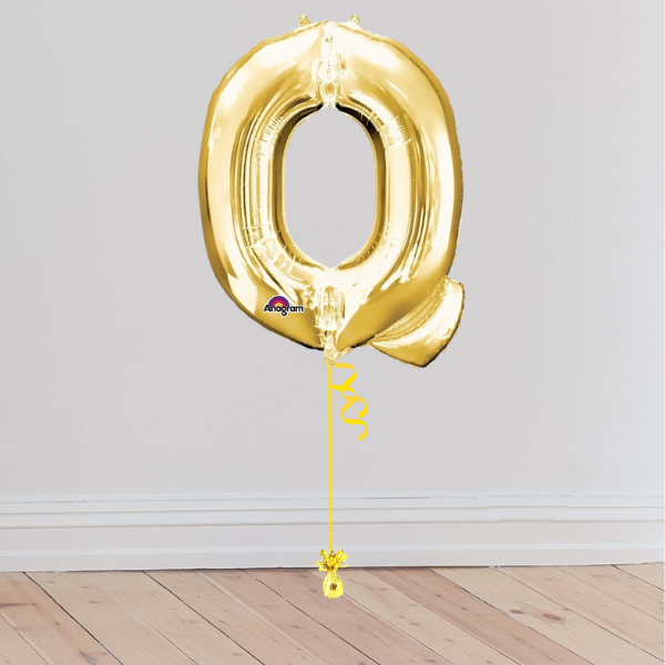 <b> ONLINE EXCLUSIVE </b> <br>Giant Gold Letter Balloon <br>(Inflated with Helium & Weight Included)