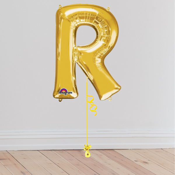 <b> ONLINE EXCLUSIVE </b> <br>Giant Gold Letter Balloon <br>(Inflated with Helium & Weight Included)