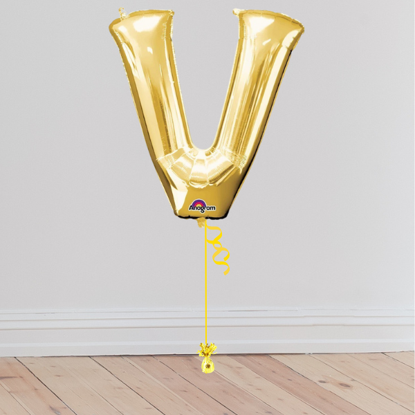 <b> ONLINE EXCLUSIVE </b> <br>Giant Gold Letter Balloon <br>(Inflated with Helium & Weight Included)